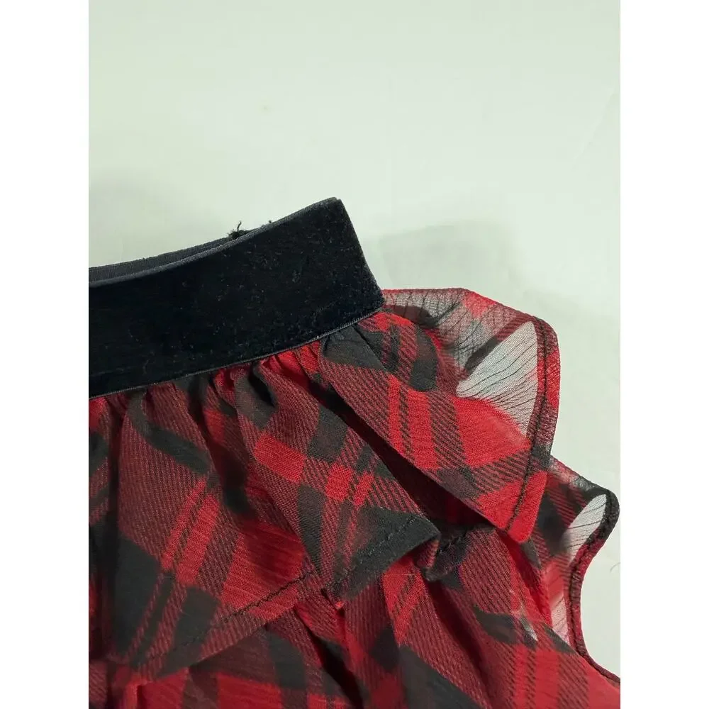 NEW Ralph Lauren Baby Girls Plaid Ruffle Skirted Leggings Black Red 18 months